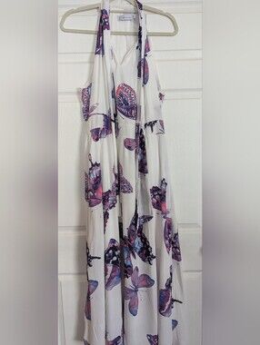 NY&Co Butterfly Tie-Neck Halter Maxi Dress